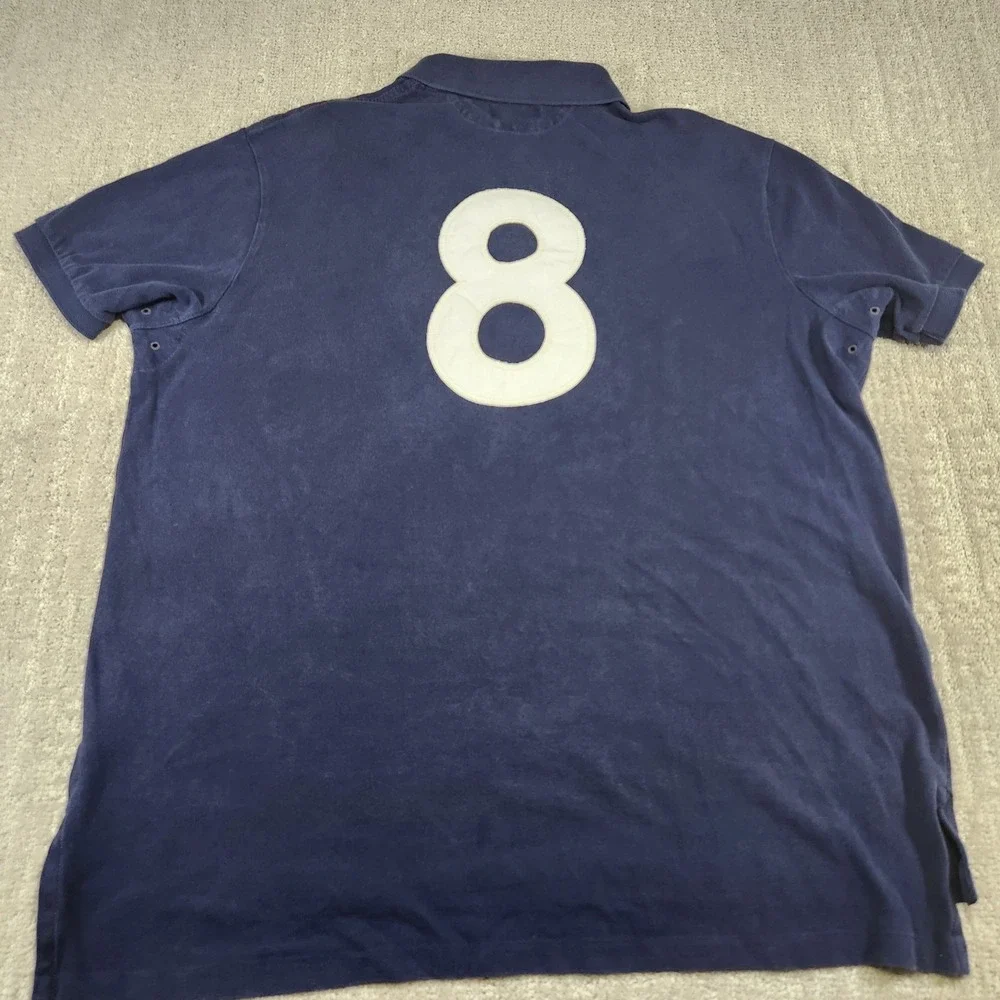 Polo Ralph Lauren Rugby‎ Shirt Men XXL Dragon Crest Big Logo Blue Custom Fit Y2K